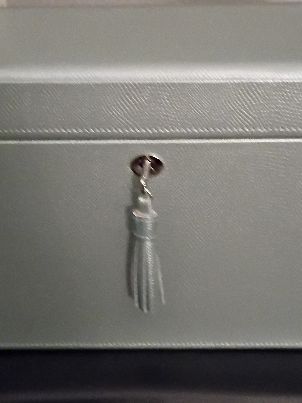 Wolf Pale Blue Tassel Jewelry Box with Keyhole Accent